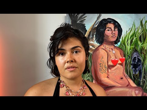 ASMR | Over-explaining my new self-portrait (soft spoken, tracing, affirmations)