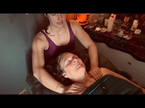 ASMR - neck, shoulder and scalp massage, mini facial and mask. Energy healing and guided meditation 