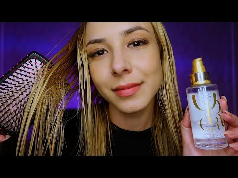 ASMR - MEXENDO E CUIDANDO DO MEU CABELO DE VERDADE ✨ escovando e hidratando