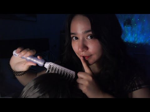 ASMR Brushing Your Hair While Repeating "Sleepy" and "Go to Sleep"