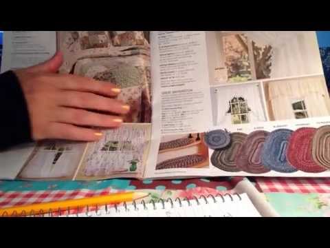 ASMR turning pages of catalog with whispered commentary