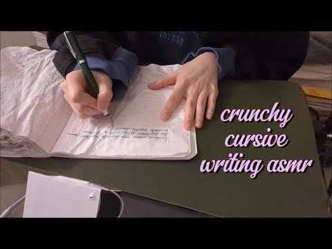 asmr with apple earbud mic ✨ crunching notebook pages, cursive writing asmr✨