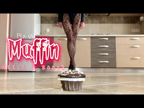 Pea vs. Magic Muffin! Heels & Boots Crushing Food! Oddly Satisfying! ASMR