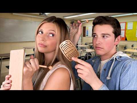 ASMR Mean Guy Plays With Your Hair in Class (real person)