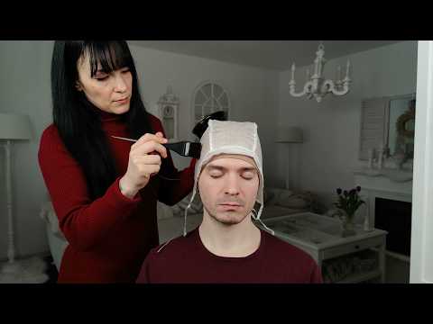 Coloring & Styling His Long (Invisible) Hair - ASMR Hairdresser & Hairstylist