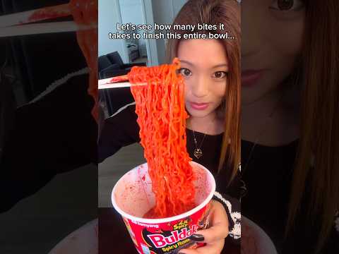 Let’s see how many bites it takes for me to finish 10x spicy Buldak noodles… #food #eating #mukbang