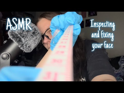 ASMR Examining and readjusting your face | Blue nitrile glove personal triggers  
