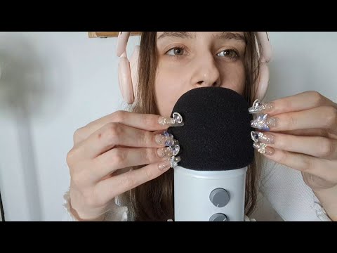 Blue Yeti mic brushing/scratching (brush, fake nails, spoolies) with rambles ASMR