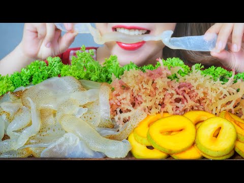 ASMR JELLYFISH X CRUNCHY SEAWEED X PICKLE SOUR MANGO EATING SOUNDS | LINH-ASMR