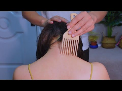 ASMR Real Person Back and Nape Scratching and Hair Brushing