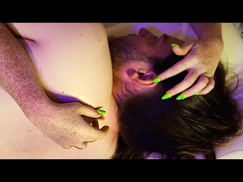 ASMR Back & Ear Tracing to fall asleep fast (he did!)