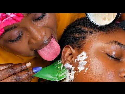 Asmr ✨no gum sensual fake spit painting Ear to neck massage | butter cream COMPILATION