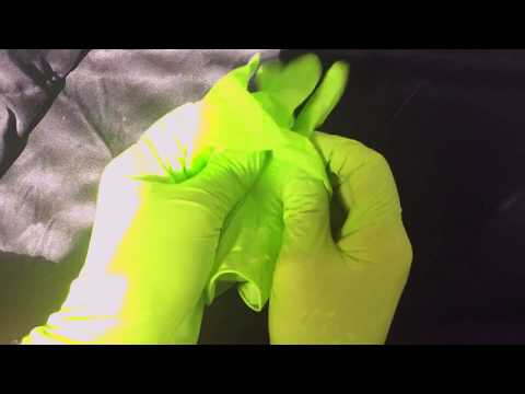 NITRIL  GLOVES💚  Hands in gloves ,chewing gum, brushing & layering [[ASMR]]
