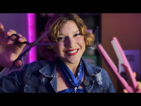 ASMR SALÃO ANOS 2000s✨Corte e finalização capilar 