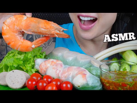 ASMR GIANT PRAWN SALAD ROLL + FRESH VEGGIES + SEAFOOD SAUCE (EATING SOUNDS) NO TALKING | SAS-ASMR