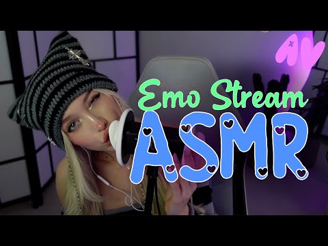 ASMR emo girl giggles and licks your ears