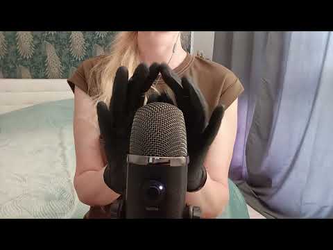 ASMR Pure Tingles:  Black Gloves &  Fluffy Mic (No Talking)
