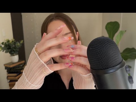 asmr long nails tapping w blue yeti (+ scratching & fabric sounds) (no talking)