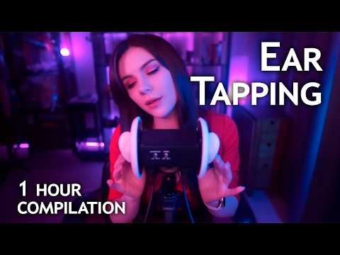 ASMR Ear Tapping for 1 hour 💎 Tk Tk, Tongue Clicking, and Breathing, No Talking, Compilation