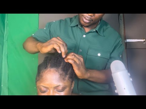 ASMR Relaxing scratching between cornrows on my wife.