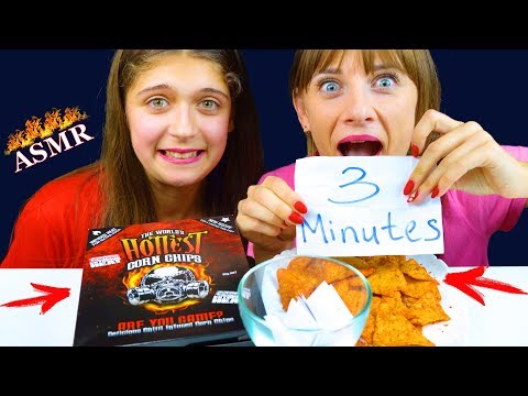 ASMR ONE CHIP CHALLENGE WORLD'S HOTTEST CORN CHIPS CAROLINA REAPER PEPPER | LiLiBu ASMR