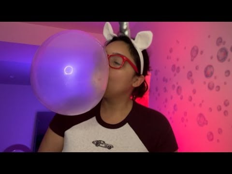 BIG BUBBLE ASMR | blowing and popping HUGE bubble gum chewing sounds #bubblegum #asmr