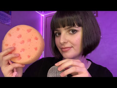 ASMR Mic Scratching🎙️💅 (+ whispering🤫 & sponge triggers)