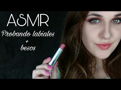 ASMR Español || Probando labiales ❤ (mouth sounds + besos)