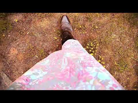 ASMR cow girl boots walking in forest gentle relaxing sounds