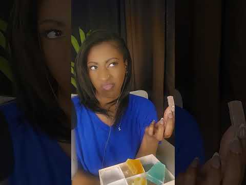 ASMR Trying Silky Gem Edible Crystals #asmr #asmreating #crunchyasmr #shortsasmr #satisfyingasmr