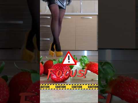 Pea vs. Strawberry Army! High Heels Crushing Food! Oddly Satisfying! ASMR