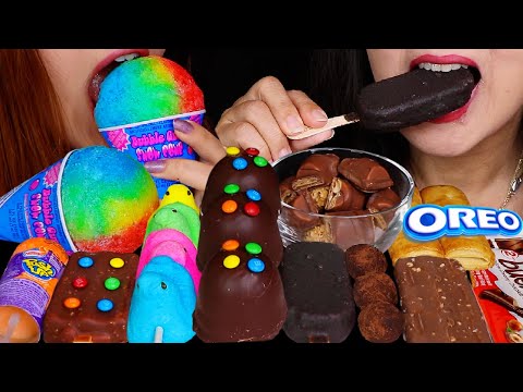 ASMR RAINBOW VS CHOCOLATE (GIANT M&MS MARSHMALLOWS, SNOW CONE, PUSH UP ICE CREAM, OREO BAR) 먹방