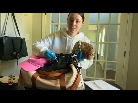 ASMR TSA Bag Check | Fabric, Rummaging, Writing, Glove, Spray Sounds