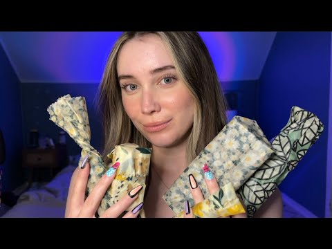 Unwrapping Items in Beeswax Wrap 🐝 Tapping & Scratching ASMR