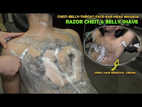 💈 RAZOR CHEST & BELLY SHAVE + ARMPIT HAIR REMOVAL | ASMR Body Massage & Cracks