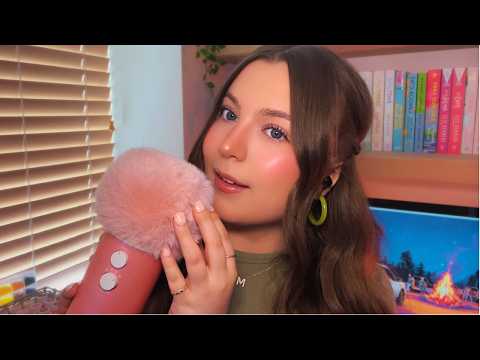 ASMR Clicky Whisper Ramble + Fluffy Mic Scratching 💚