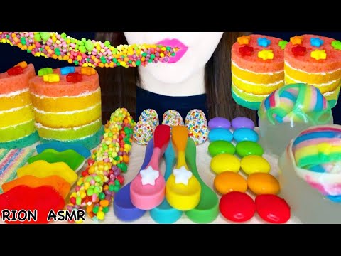 【ASMR】【咀嚼音 】RAINBOW DESSERTS レインボーデザートNERDSROPE CAKE JELLY MUKBANG 먹방 食べる音 EATINGSOUNDS NOTALKING