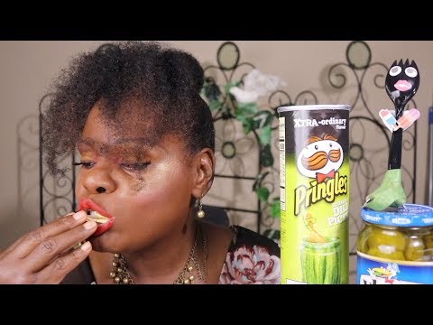 Trying Pringles Vlasic Pickles ASMR Eating