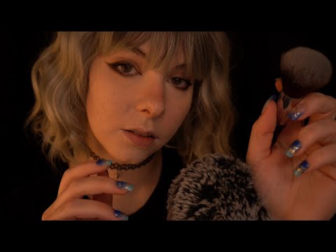 ASMR | extra Breathy, Clicky, Close Up Whispering & Stippling, Face Brushing - blowing, visuals