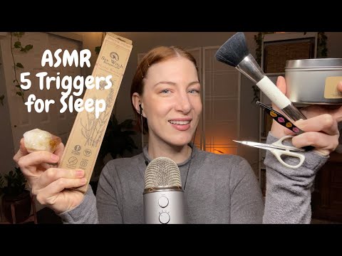ASMR 5 Triggers for sleep and calm | Candle, incense, crystals, mini scissors, mic brushing