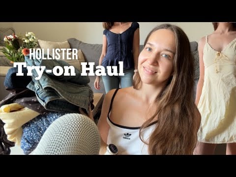 ASMR Hollister Try-On Haul 💛 | Summer Clothes ☀️ (Fabric Sounds, Whispers, Show & Tell)