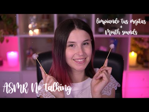 ASMR NO TALKING | Limpiando tus orejitas + Mouth sounds | Headrec