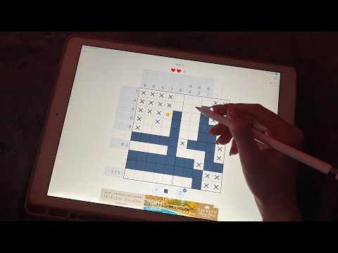 ASMR - Let's solve a few NonoGrams on my iPad - Whispering - Clicky Sounds & Lots of Counting