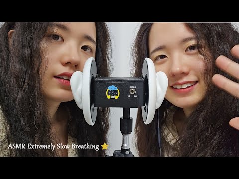 [Twin ASMR] Extremely Slow Deep Breathing Sounds | 3Dio, 1 Hour (No Talking)