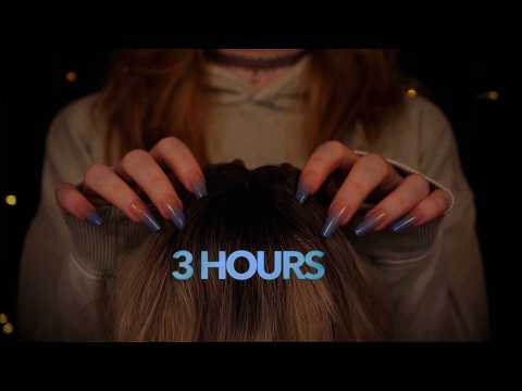 ASMR | 3 HOURS Head & Scalp Attention for Deep Sleep - Scratching, Massage, no Talking, Fireplace