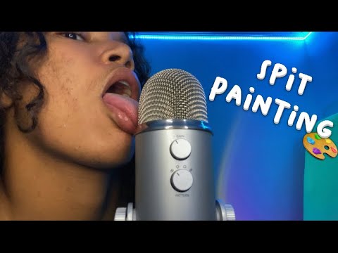 ASMR SPIT PAINTING MOUTH SOUNDS | FAST AGGRESSIVE TRIGGERS + BRAIN MELTING 🧠