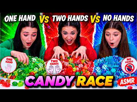 ASMR One Hand VS Two Hands VS No Hands Candy Race Best Compilation