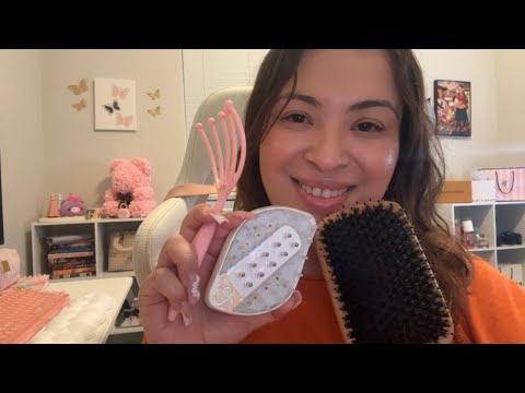 ASMR| Bestie gives you a scalp/head massage on your BIG HEAD 🫶🏻- (hair brushing)