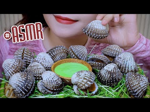 ASMR eating giant blood cockle with Water convolvulus,EATING SOUNDS | LINH-ASMR