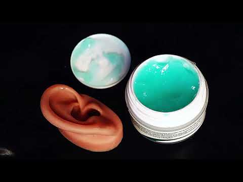 ASMR massaging  your ear with leather gloves and lotion